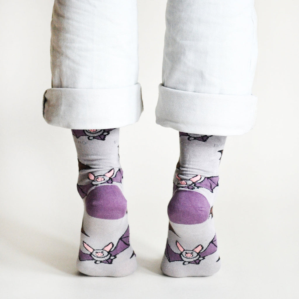 Save the Bats Bamboo Socks in Lavender