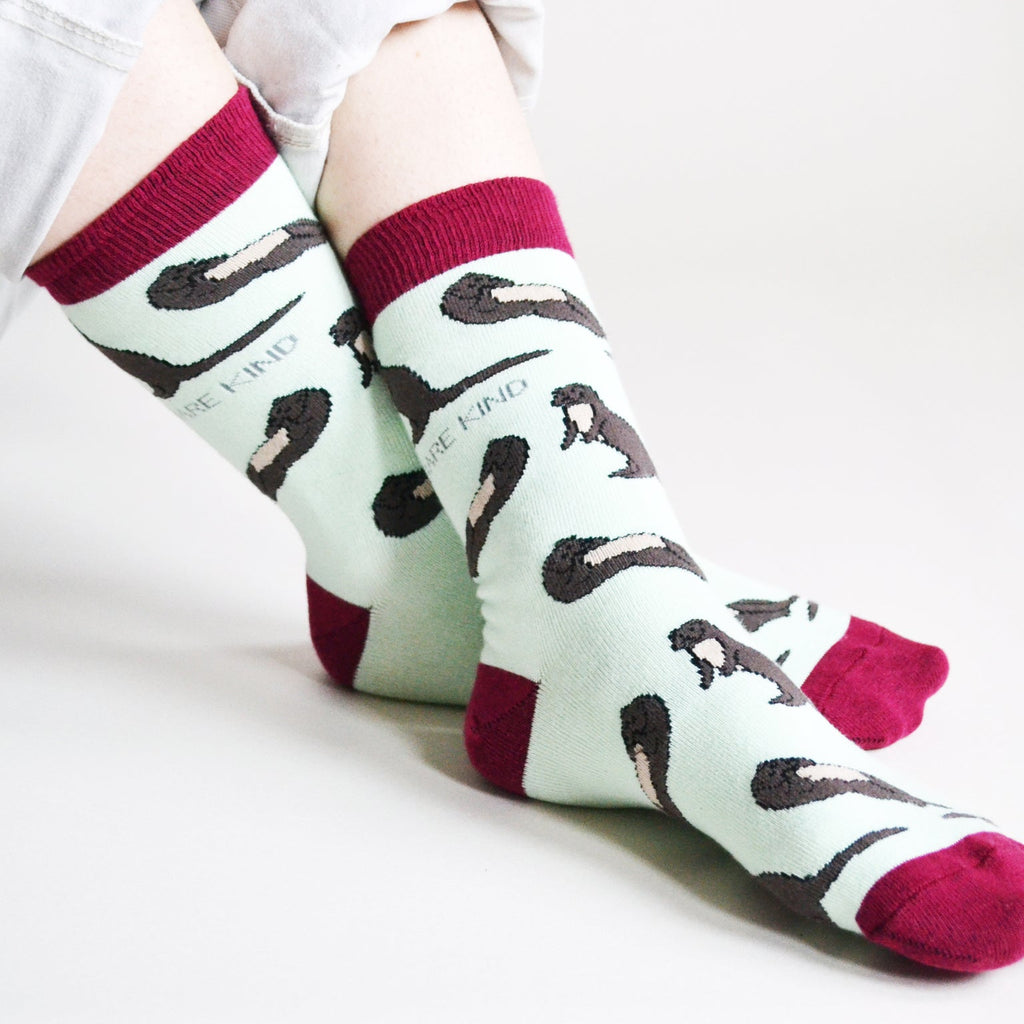 Save the Otters Bamboo Socks in Blue