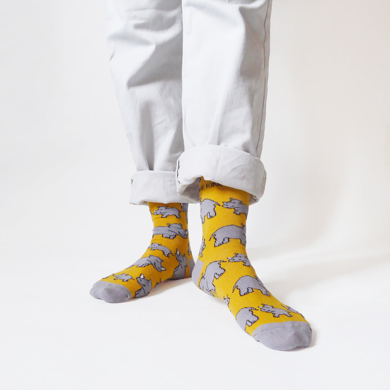 Save the Rhinos Bamboo Socks in Sunshine Yellow