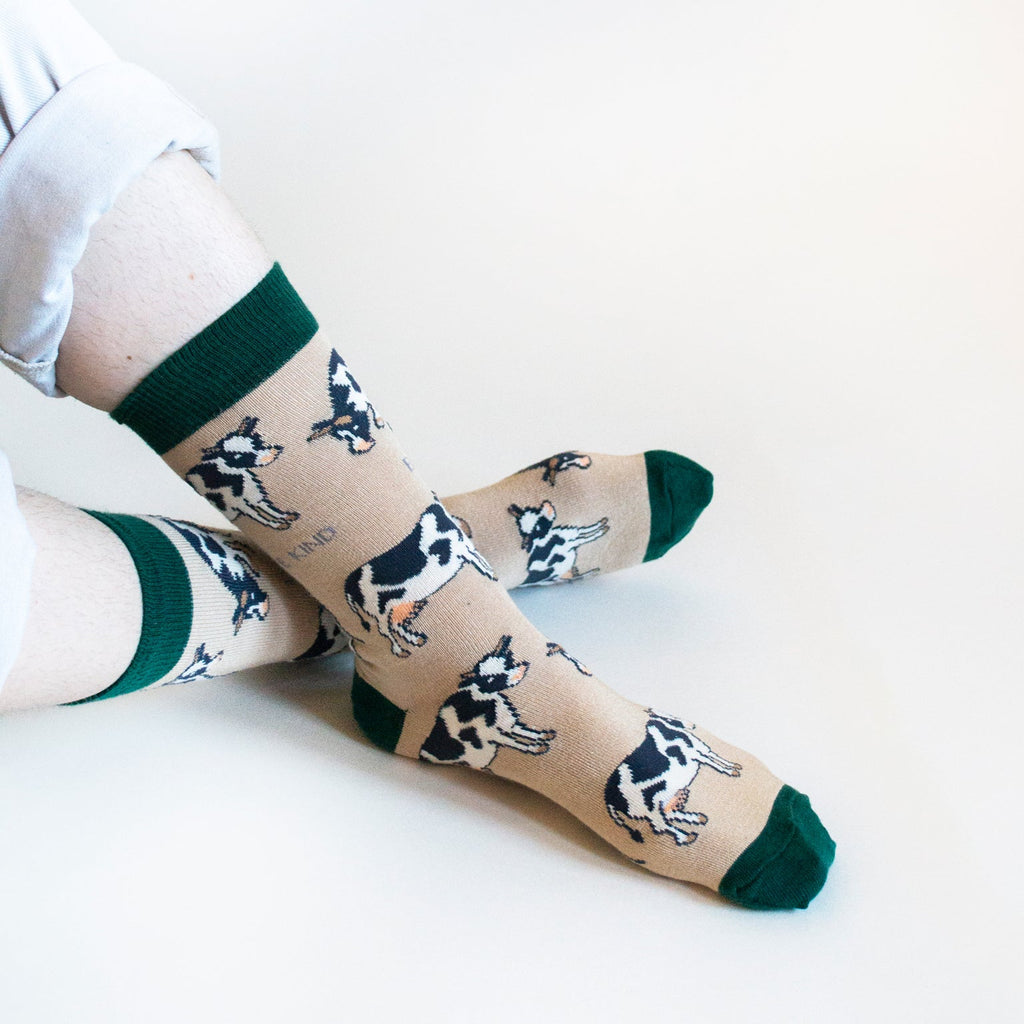 Save the Cows Bamboo Socks in Beige