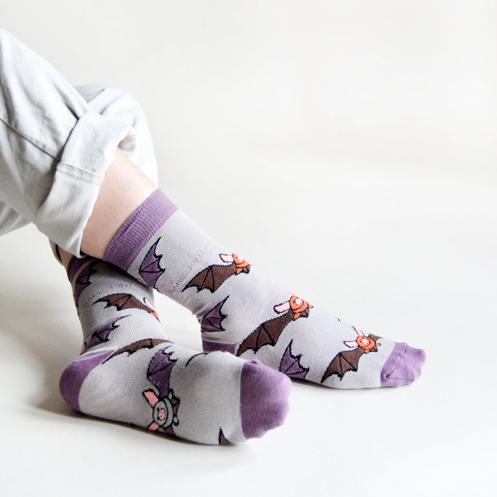 Save the Bats Bamboo Socks in Lavender