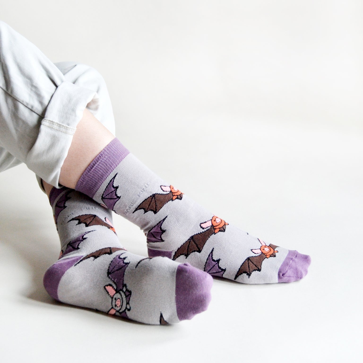 Save the Bats Bamboo Socks in Lavender