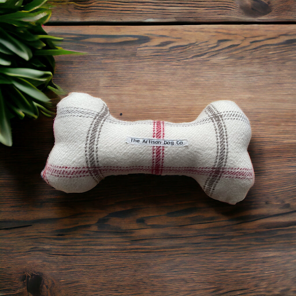 Handcrafted Squeaky Dog Bone in Choice of Fabrics