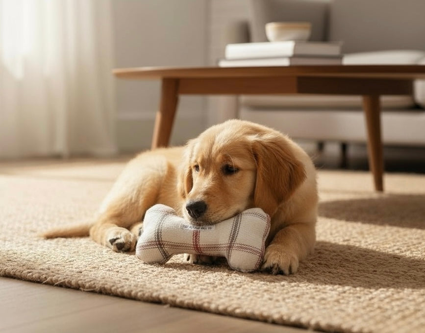 Handcrafted Toy Squeaky Dog Bone in Choice of Fabrics