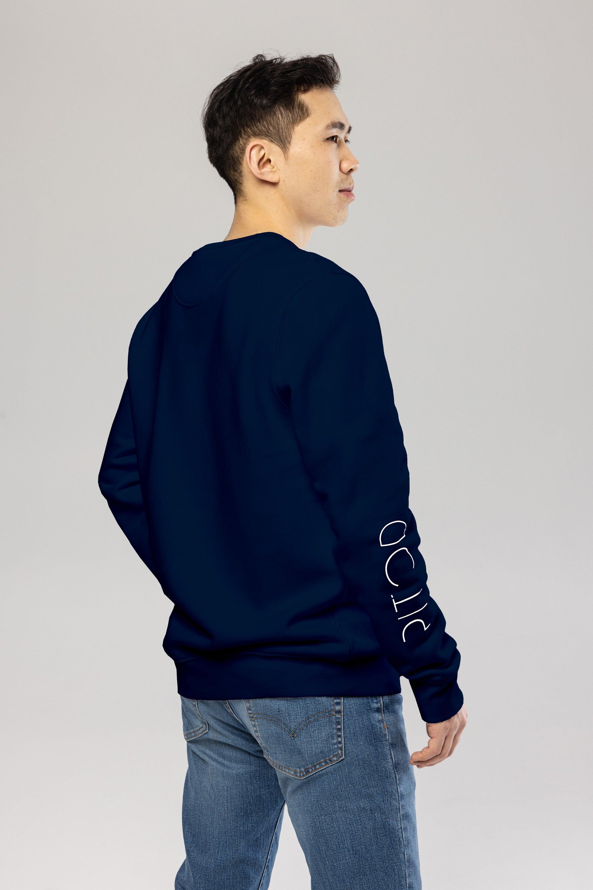 Organic Cotton Sleeve Sweatshirt in Navy