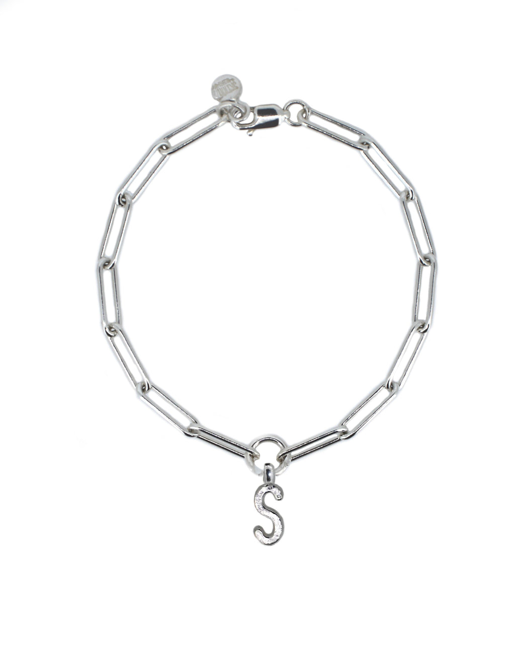 Alphabet Initial Trace Chain Bracelet in Sterling Silver
