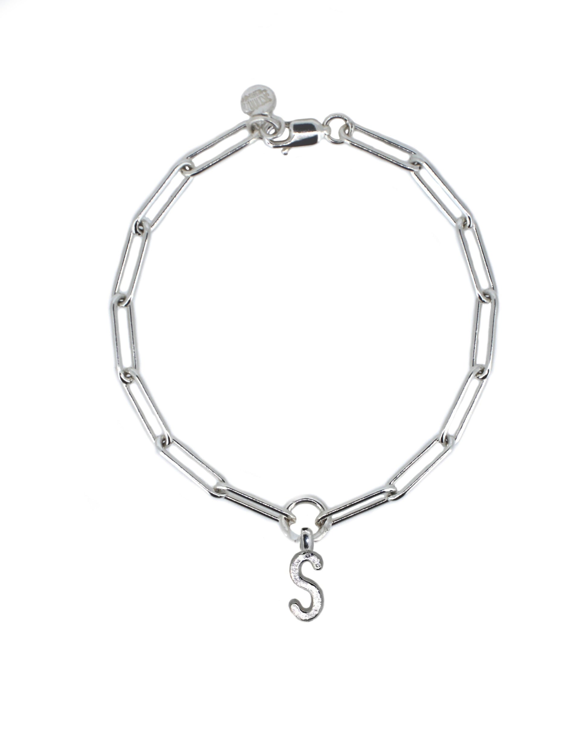 Alphabet Initial Trace Chain Bracelet in Sterling Silver