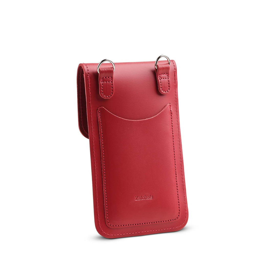 Handmade Leather Mobile Phone Pouch in Red
