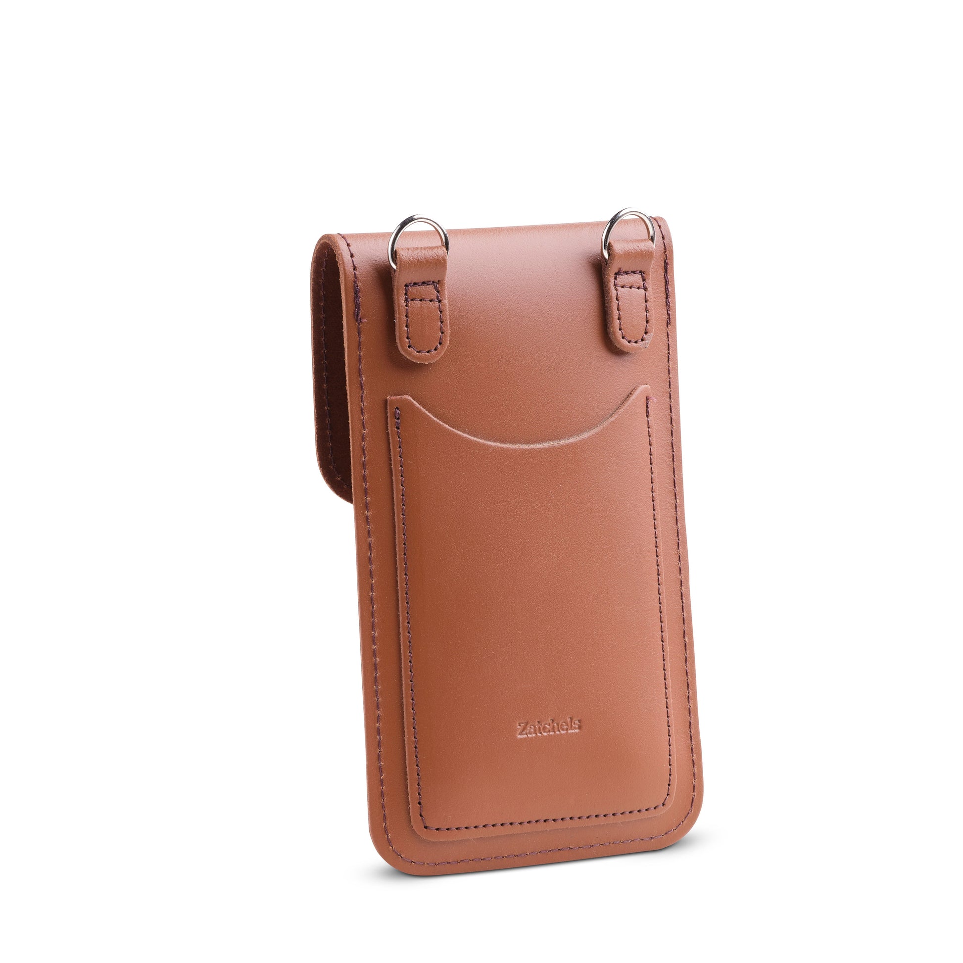 Handmade Leather Mobile Phone Pouch in Chestnut