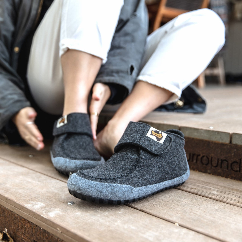 Quokka Women's Slipper Boots in Charcoal and Grey