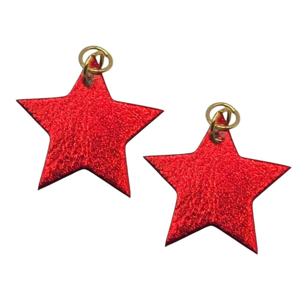 Red and Leopard Mini Star Cork Charms
