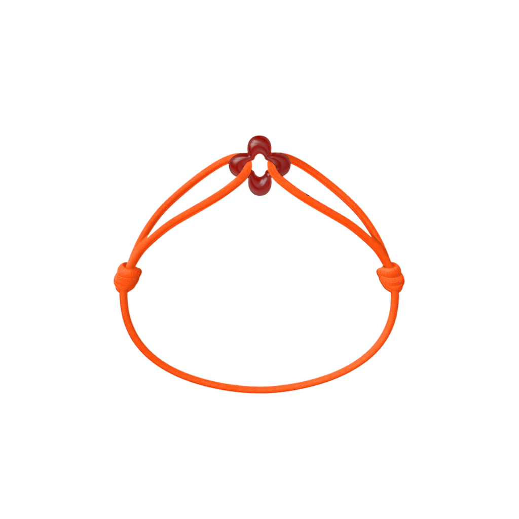 Mini Red Clover Cord Bracelet with Carnelian