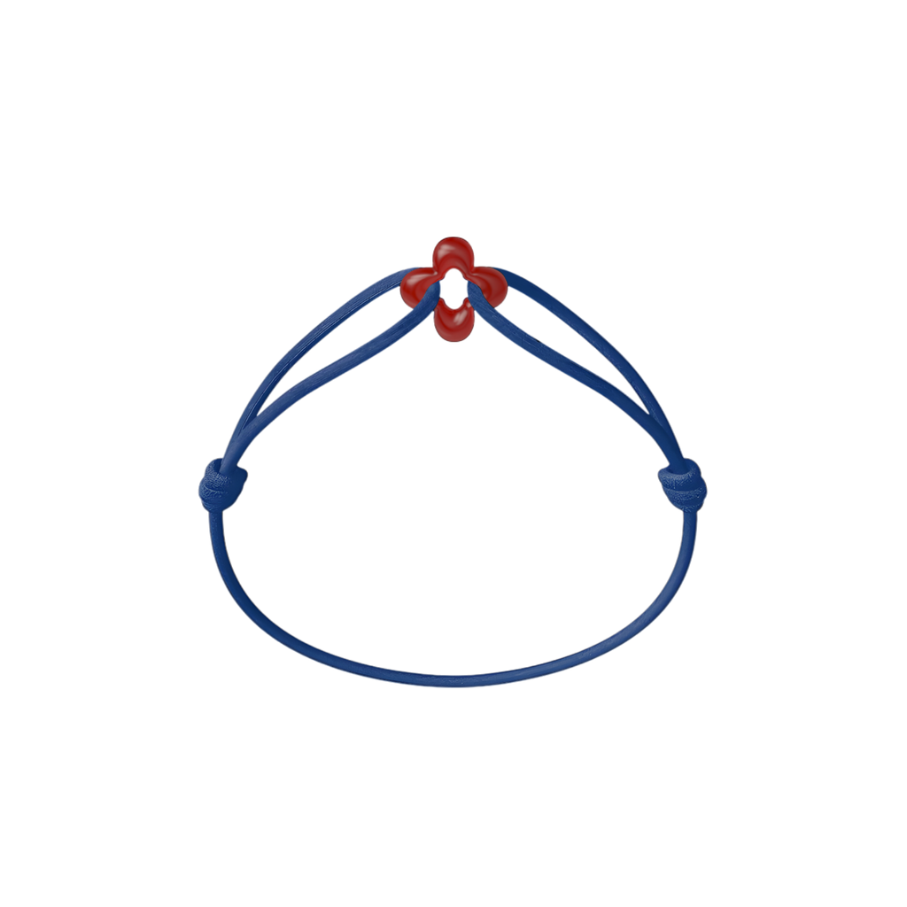 Mini Red Clover Cord Bracelet with Carnelian