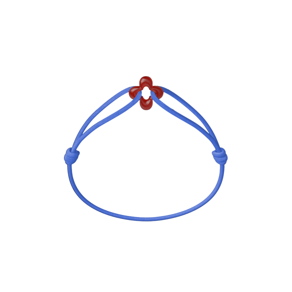 Mini Red Clover Cord Bracelet with Carnelian
