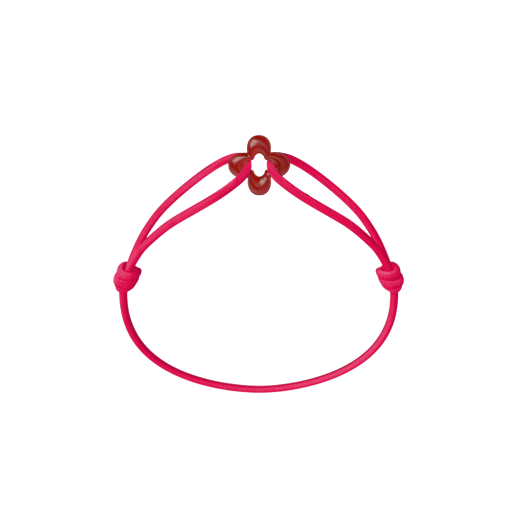 Mini Red Clover Cord Bracelet with Carnelian