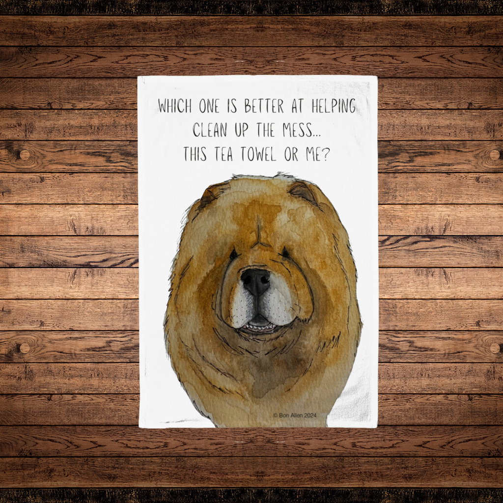 Red Chow Chow Tea Towel for Kitchen Drying