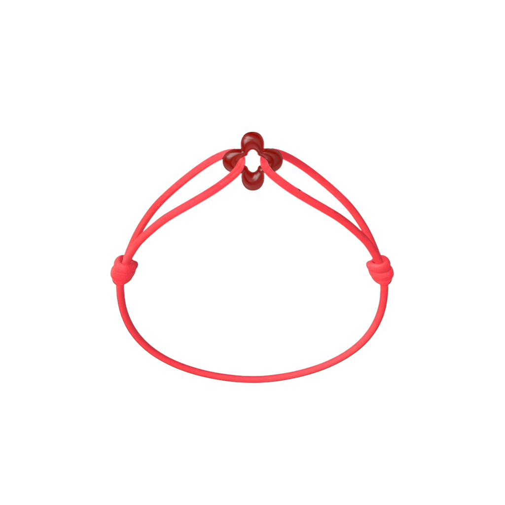 Mini Red Clover Cord Bracelet with Carnelian
