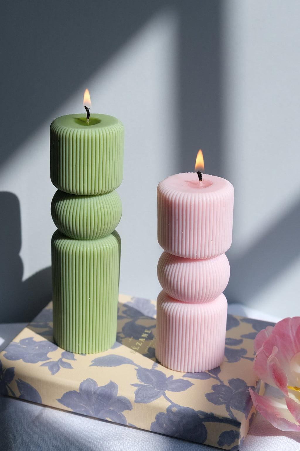 Roman Pillar Candle in Soft Pastel Shades