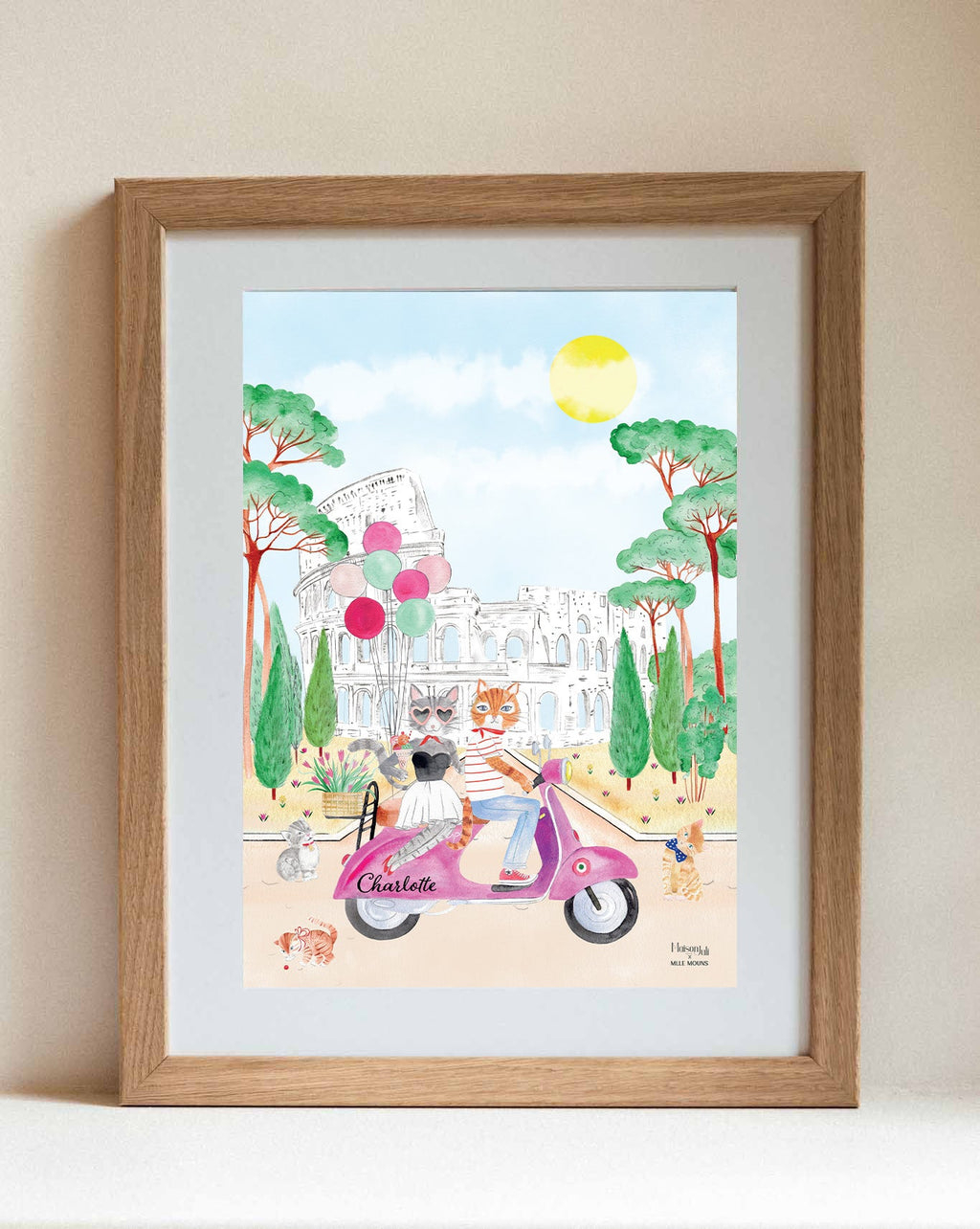 Personalised Motorbike at the Coliseum Print for Girls