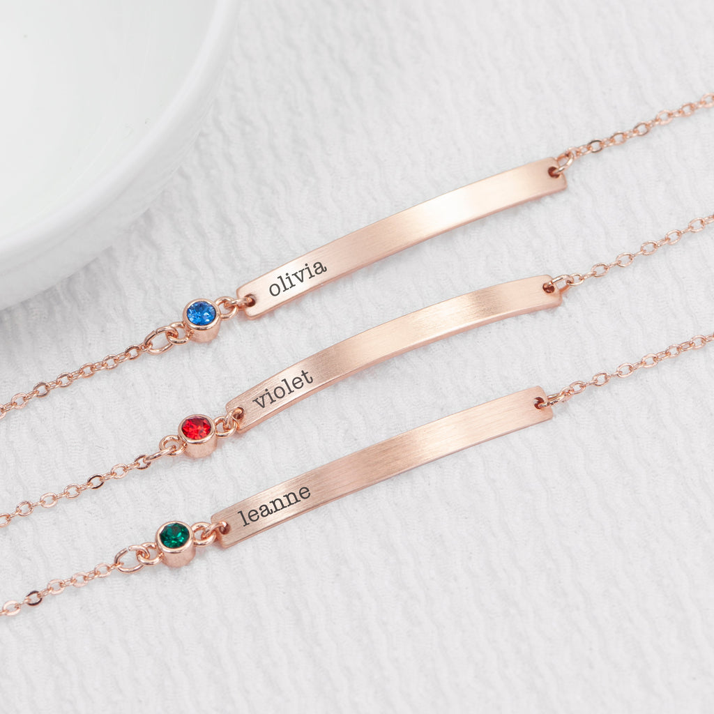 Personalised Rose Gold Birthstone Crystal Bracelet