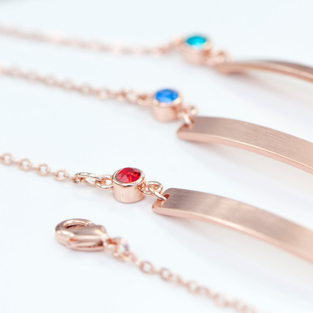 Personalised Rose Gold Birthstone Crystal Bracelet