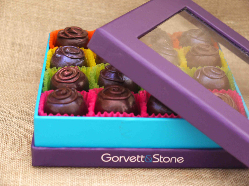 Rose and Violet Fondant Creams in Dark Chocolate