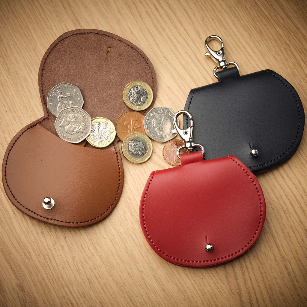 Red Leather Mini Saddle Bag Coin Purse Charm