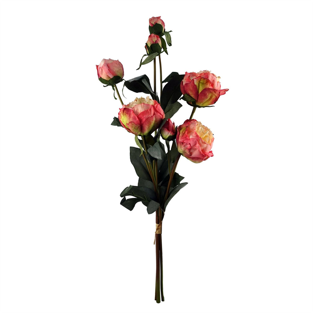 85cm Geometric Glass Vase with Pink Peony and Berry Artificial Flowers