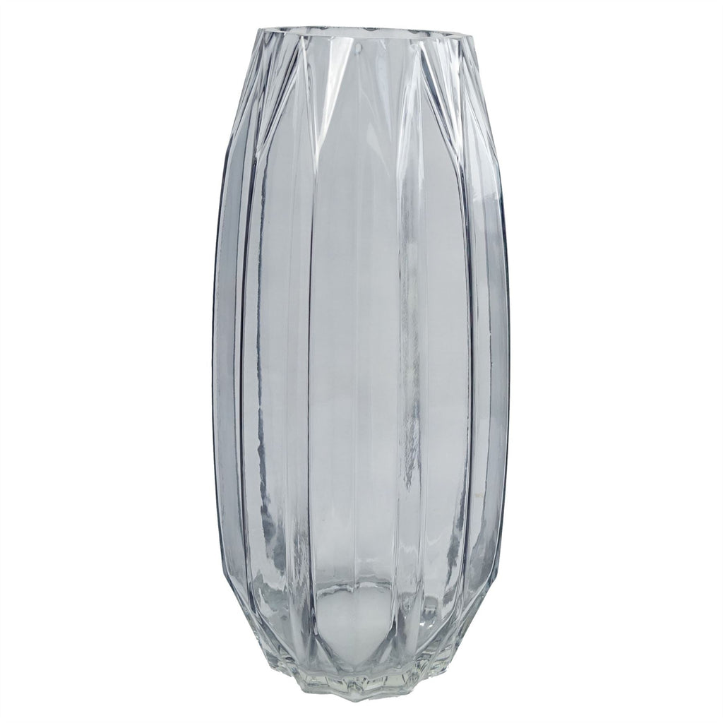 85cm Geometric Glass Vase with Pink Peony and Berry Artificial Flowers