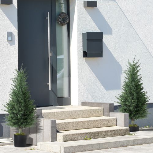 Set of 2 Decorative Artificial Cypress Plants for Home Decor