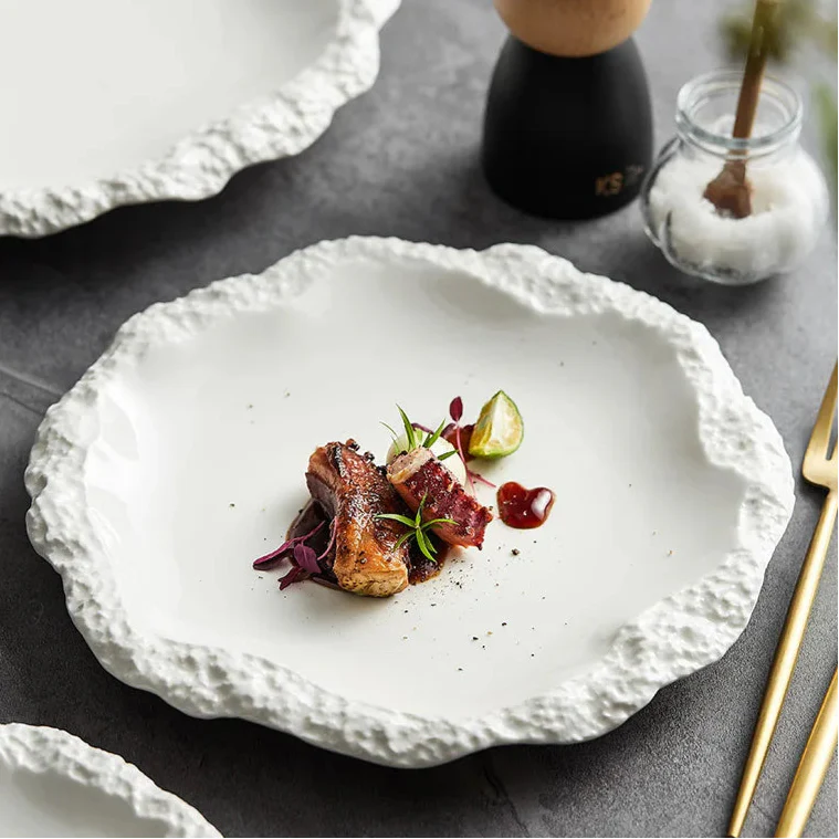 Sara Ceramic Plate with Textured Edge