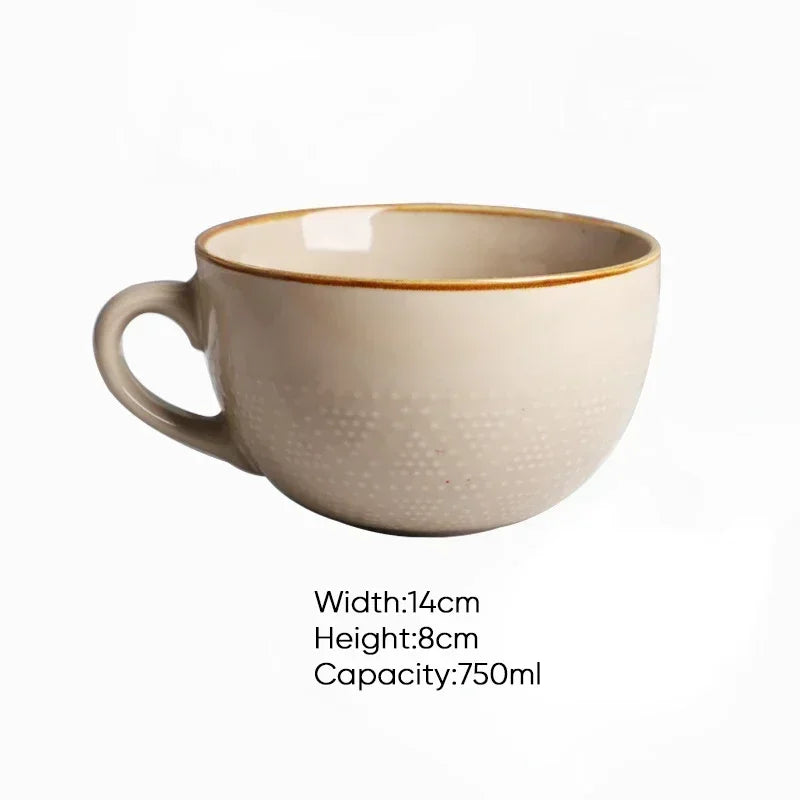 Magu Stoneware Cup with Gold Rim