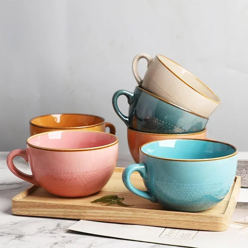 Magu Stoneware Cup with Gold Rim