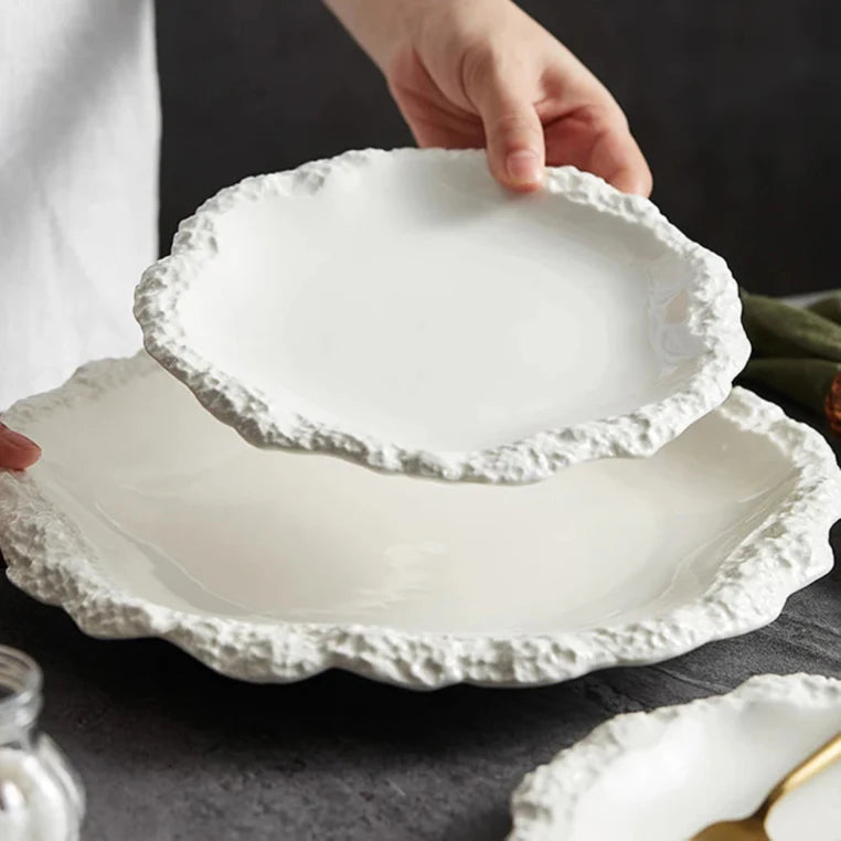 Sara Ceramic Plate with Textured Edge