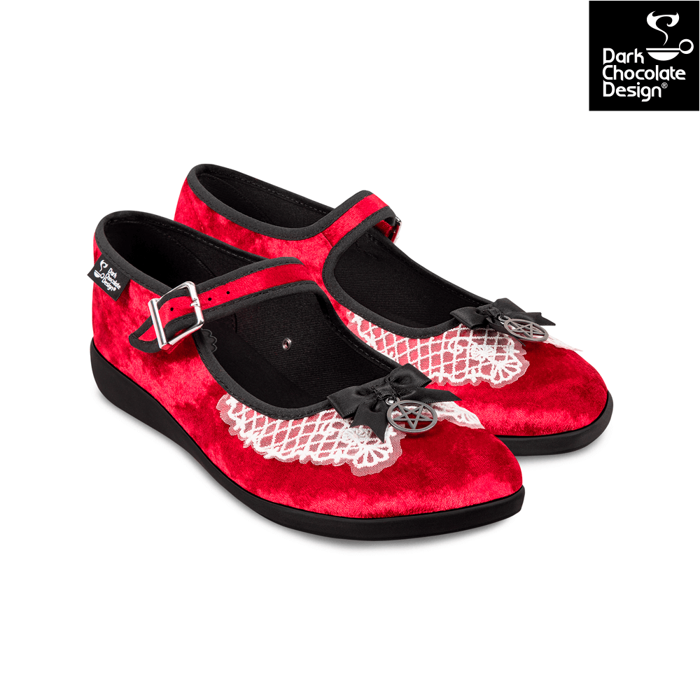 Sabrina Women's Mary Jane Flat Shoes in Red Velvet