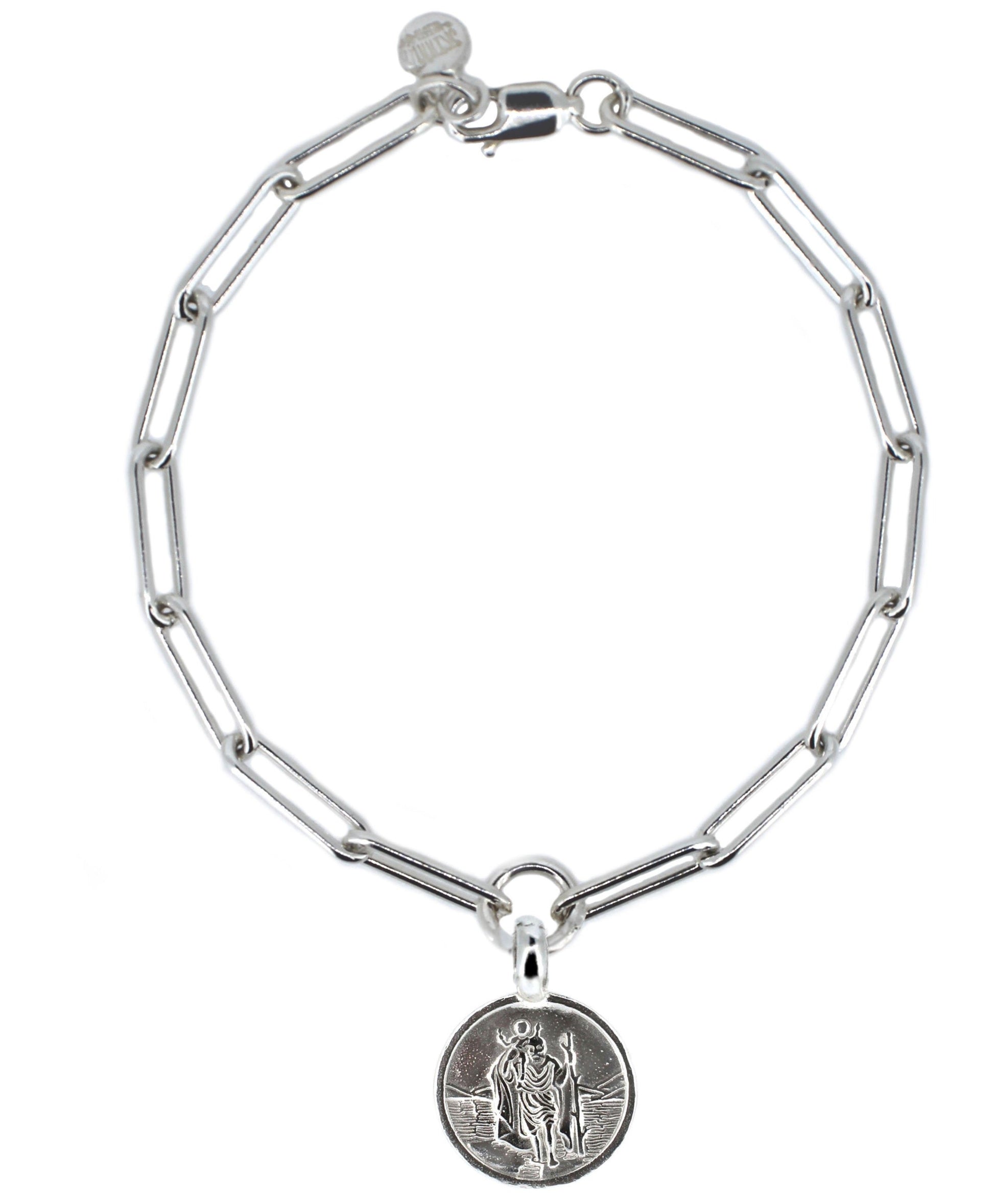 St Christopher Silver Trace Chain Bracelet