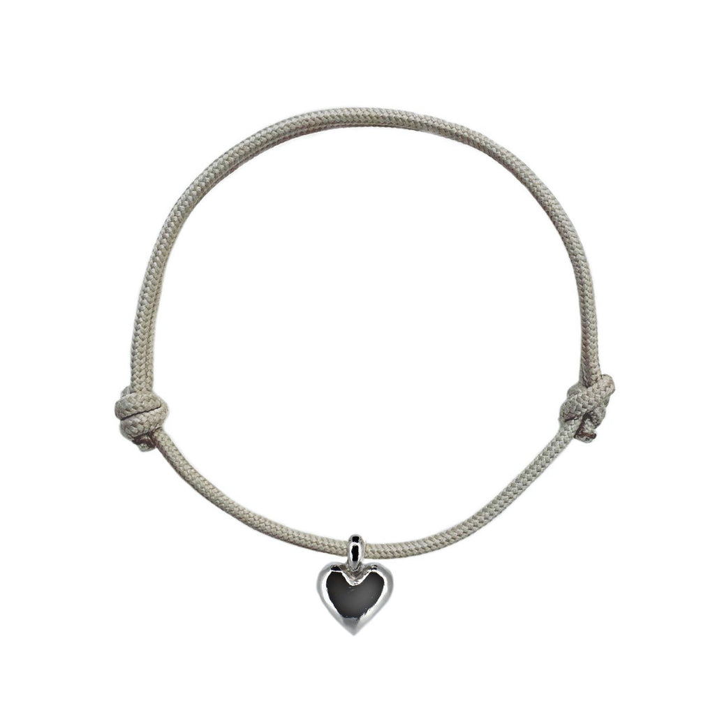 Sweet Heart Charm Rope Bracelet in Recycled Sterling Silver