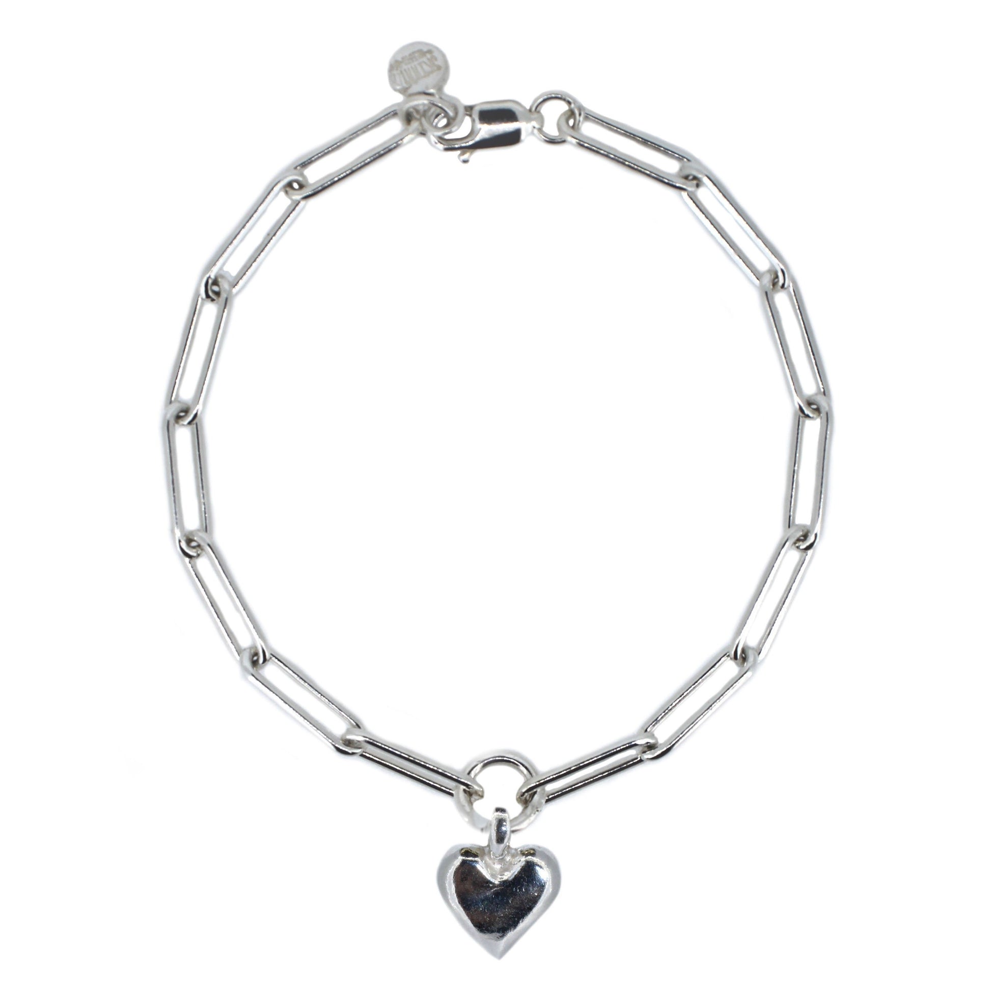 Sweet Heart Trace Chain Bracelet in Sterling Silver