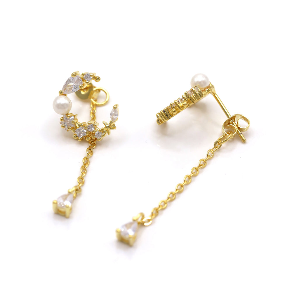 Moon Drop Earrings in 18K Gold Plated Sterling Silver
