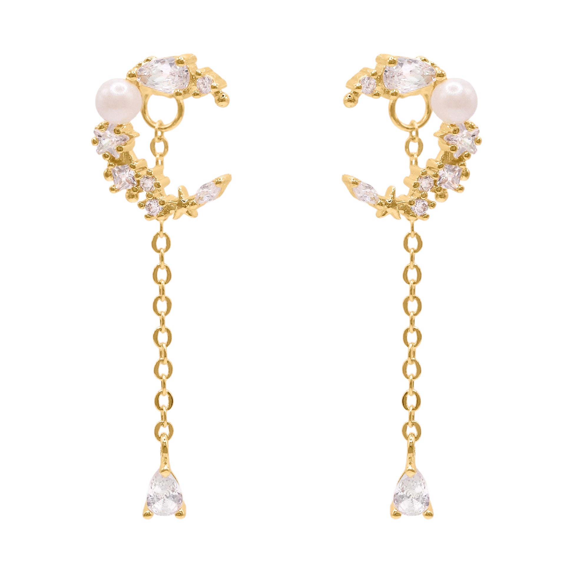 Moon Drop Earrings in 18K Gold Plated Sterling Silver