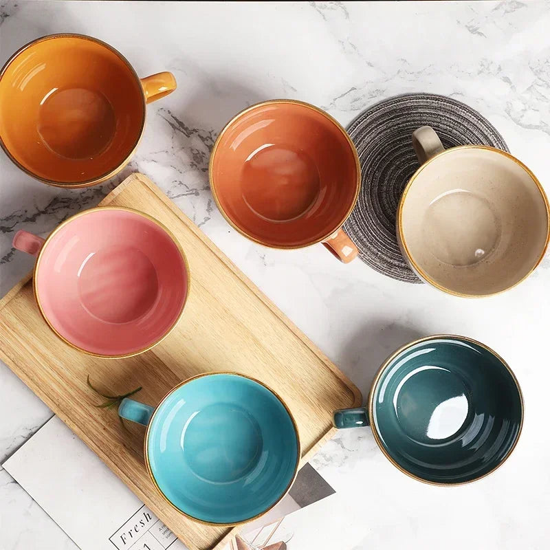 Magu Stoneware Cup with Gold Rim