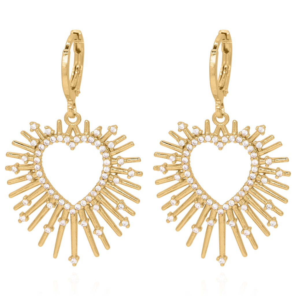 Starburst Heart Earrings in 18K Gold Plated