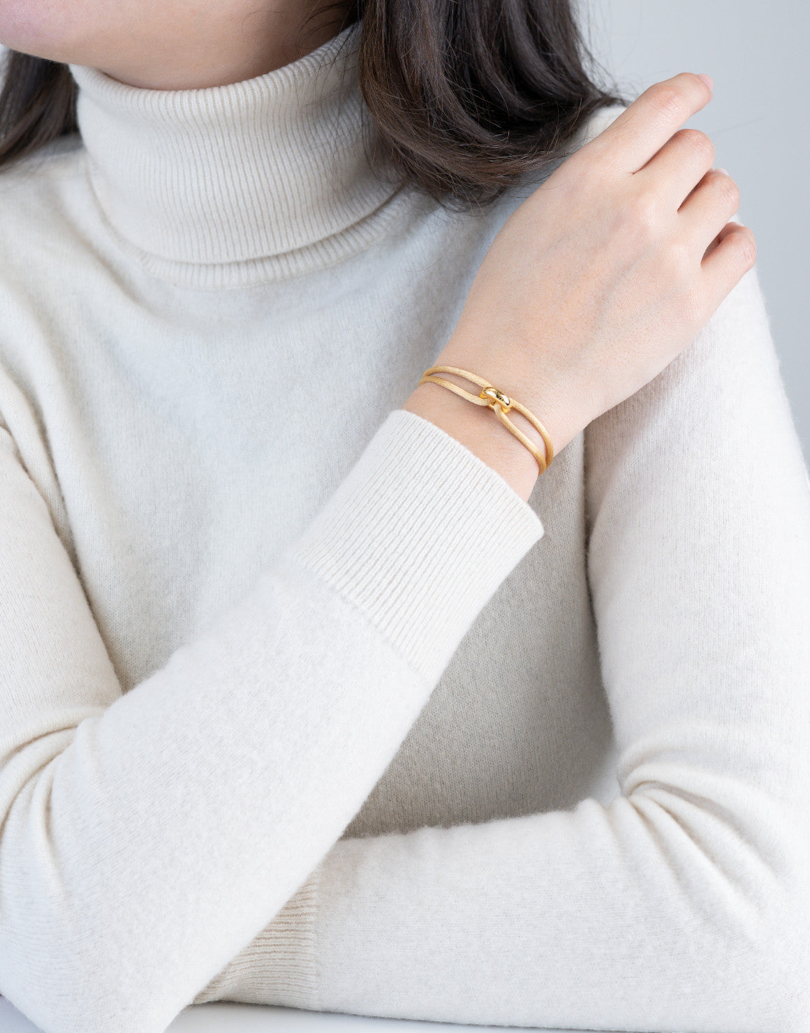 Golden Cord Bracelet Handcrafted in Sterling Silver