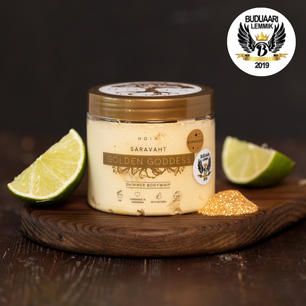 Indulge in Radiance with Golden Goddess Shimmering Body Balm by HOIA at www.brixbailey.com