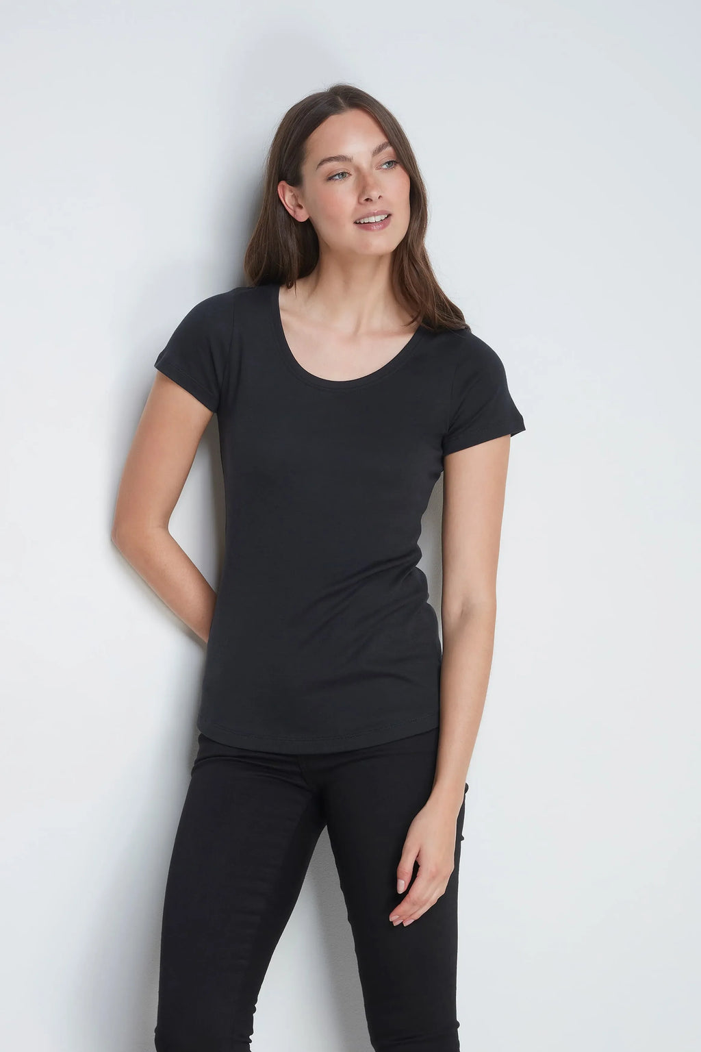 Women's Scoop Neck Cotton Modal T-Shirt Short Sleeve