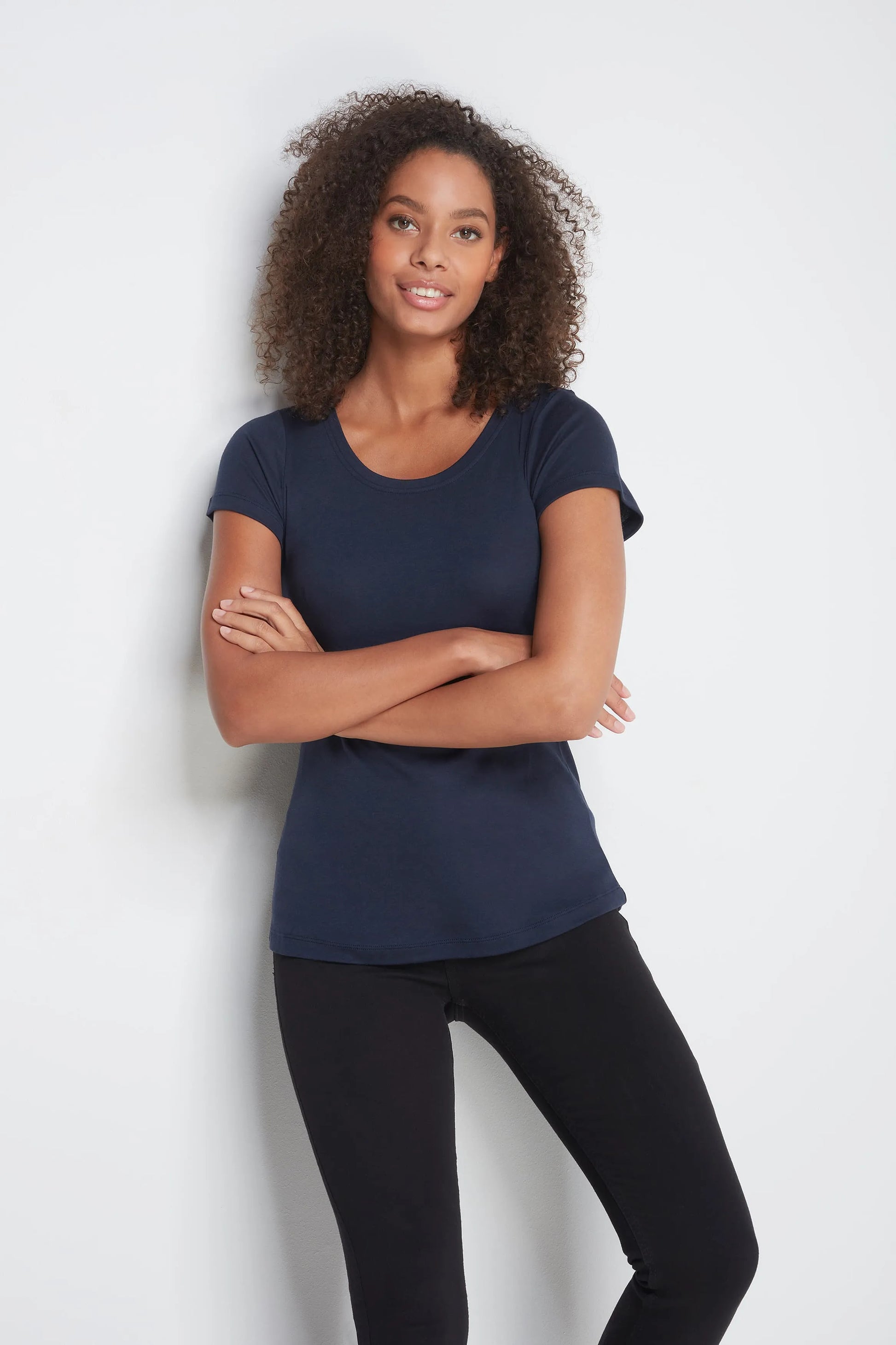 Women's Scoop Neck Cotton Modal T-Shirt Short Sleeve