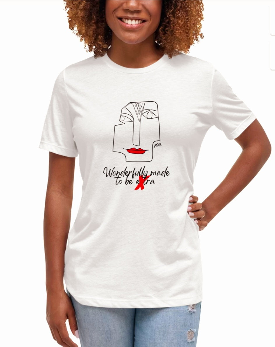 Wonderfully Made to Be Extra Red Lips White Organic Cotton T-Shirt