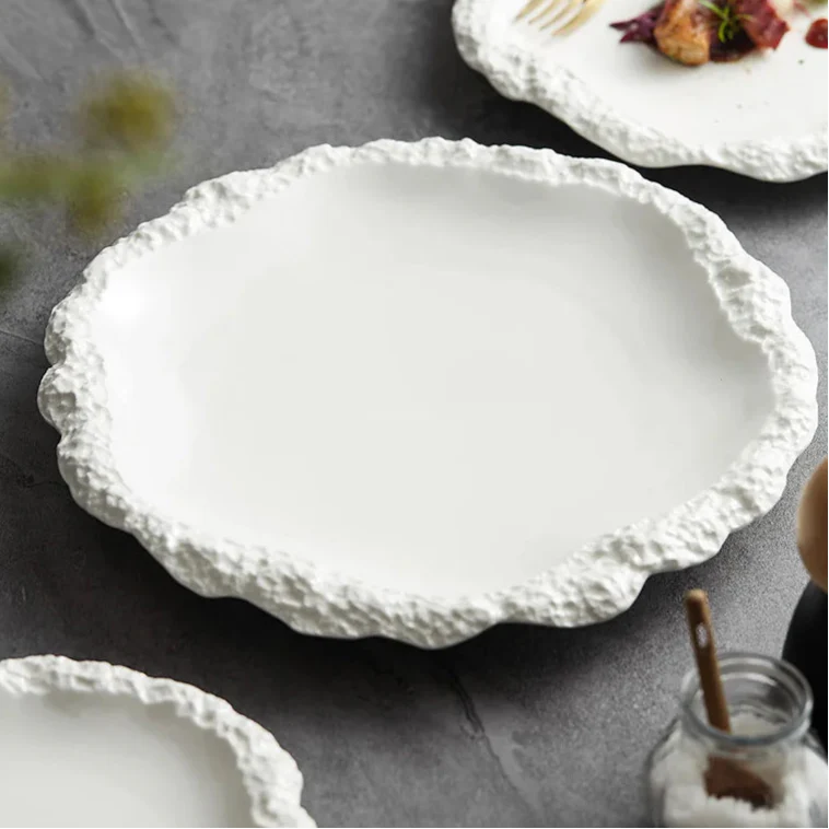 Sara Ceramic Plate with Textured Edge