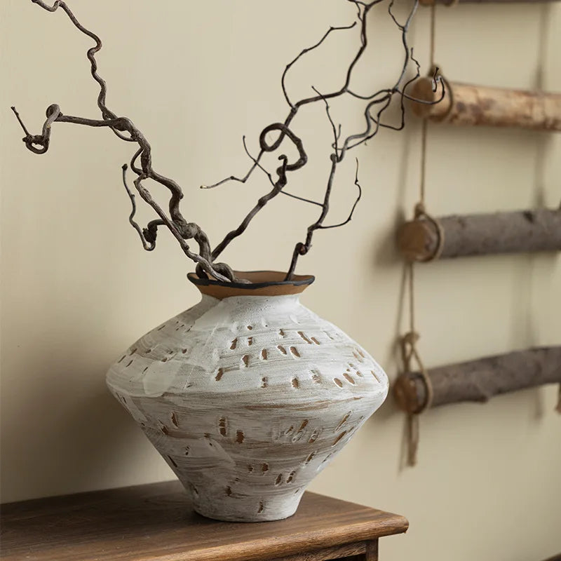 Handcrafted Whitewash Ceramic Vase