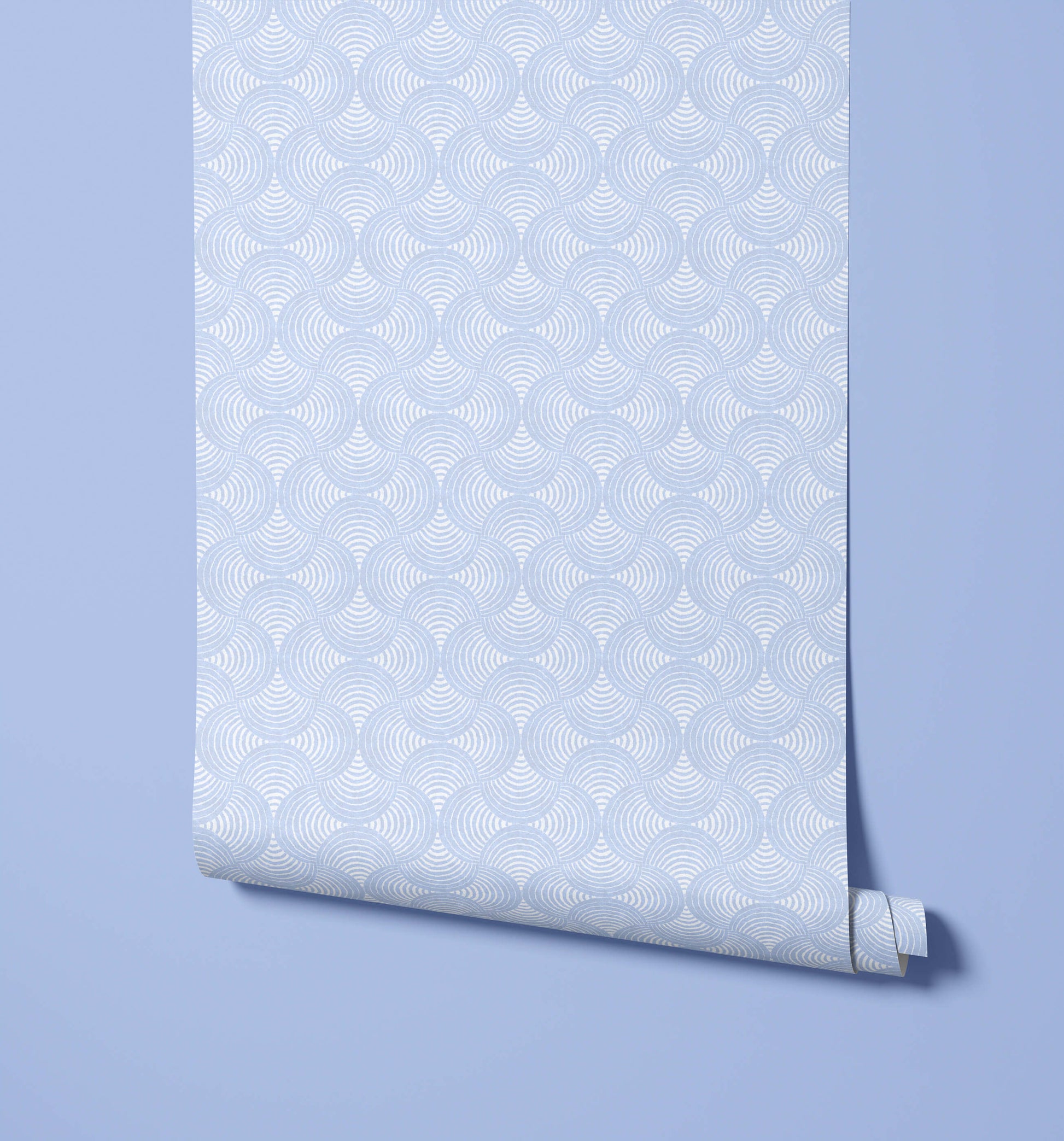 Shell Wallpaper with Block Print Swirl Pattern
